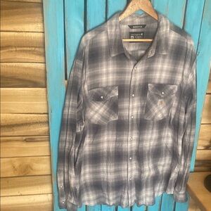 Carhartt Men's Gray Plaid Shirt size XXL pearl snap